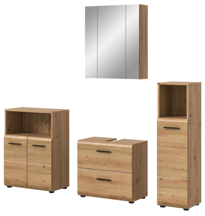 Badmöbel Set Cover in Eiche, 4-teilig, modern, braun, B: 180 cm, H: 185 cm, T: 30 cm - Bild 4