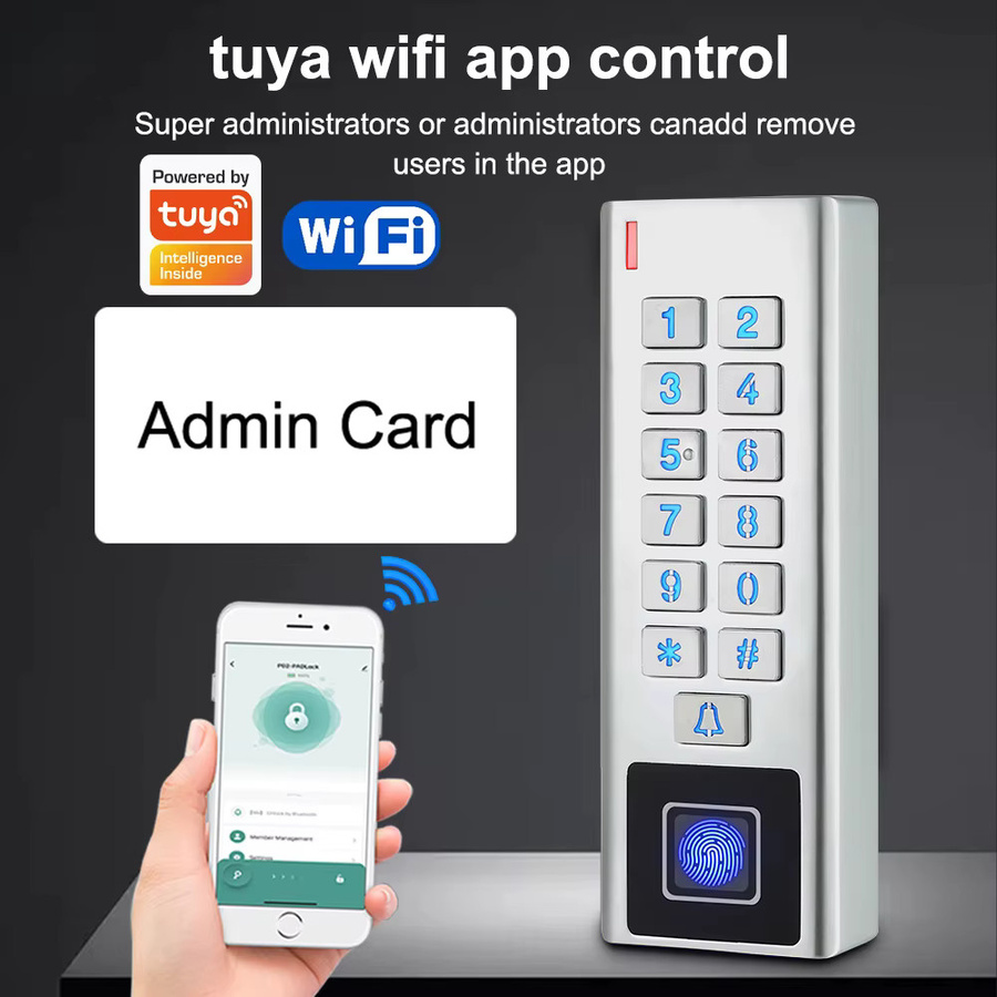 LUCKING DOOR Smart Fingerabdruck-Türschloss mit Tuya App Unterstützung, WLAN Außenbereich Tor-Schloss mit Tastatur, RFID ID-Karte und Zugangscode, Farbe: Silber - Bild 3