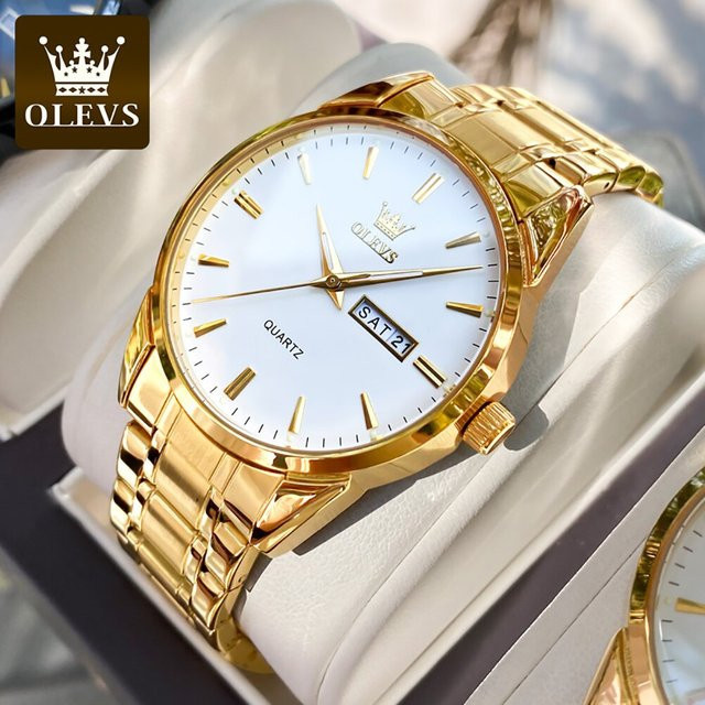 Olevs Armbanduhr Edelstahl, Gold, Quarz, Herren - Bild 1