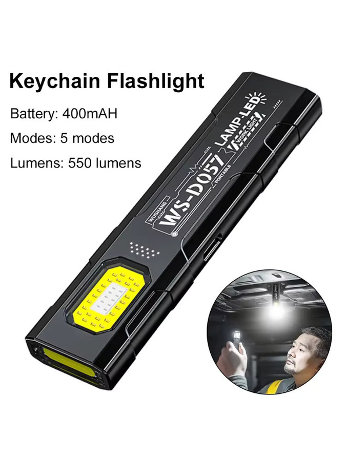 Heinast LED Outdoor-Taschenlampe als Mini-Flutlicht mit Magnet und Schlüsselanhänger, wiederaufladbar, Schwarz - Bild 5