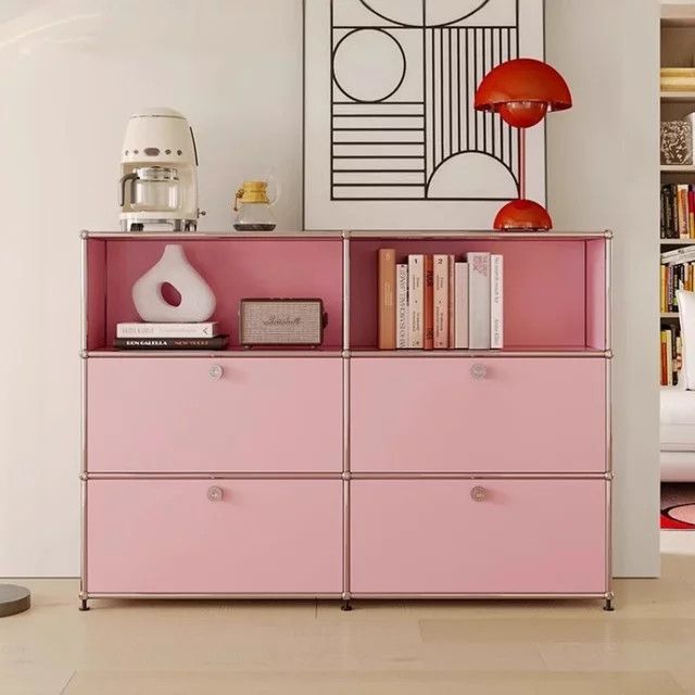 OMGD Luxus Lagerschrank mit elektrischer Beleuchtung und Regalen für Wohnzimmer oder Küche - Bild 1