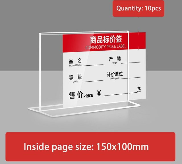 ZHOUZHI 10er Set Acryl Mini Zeichenhalter in T- und L-Form, transparente Display-Ständer für Preisschilder, Namenskarten und Tischnummern - Bild 1
