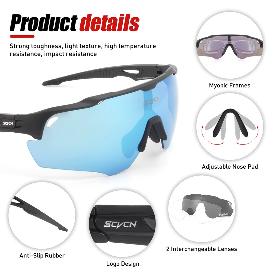 SCVCN Sportsonnenbrille, Unisex, Vollrand, Kunststoff, polarisiert - Bild 3