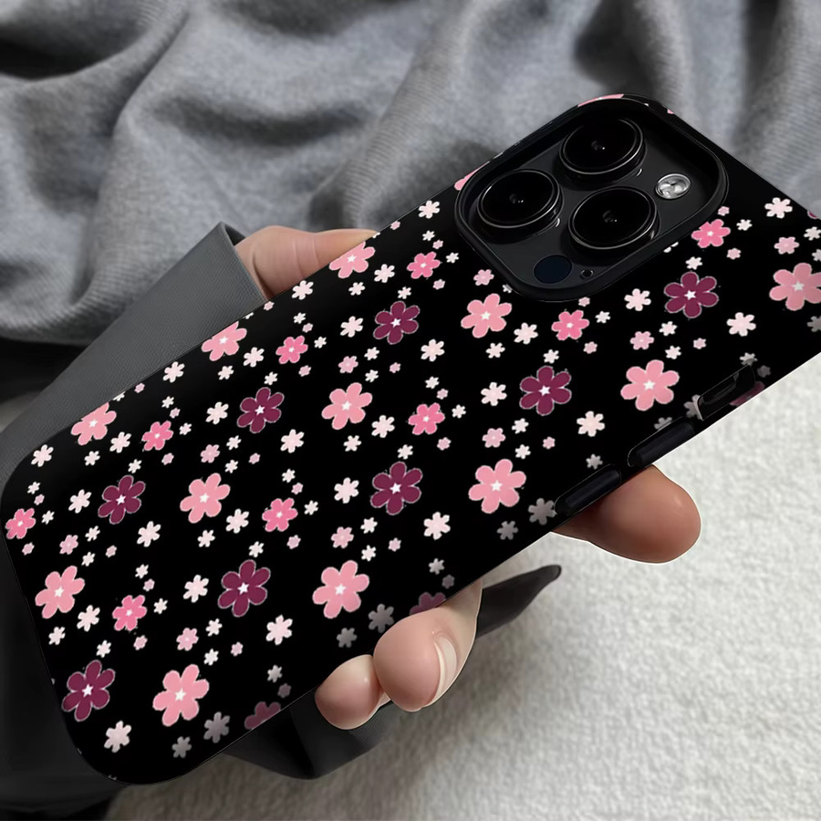 Potdemiel Pink Bloom Noir Robuste Doppelschichtige Handyhülle für iPhone 17 16 15 14 13 Pro Max Plus - Bild 6