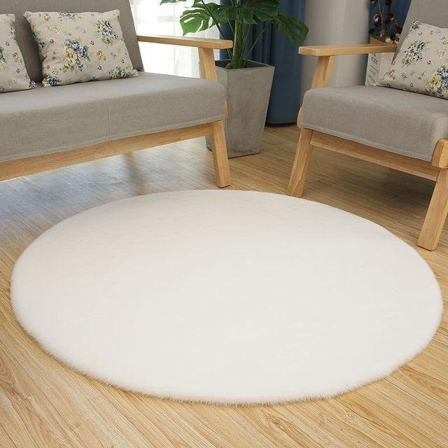 Runder Kinderteppich mit Weltall-Motiv in Weiß, rutschfest und flauschig aus Kunstfell, Durchmesser: 140 cm - Bild 1