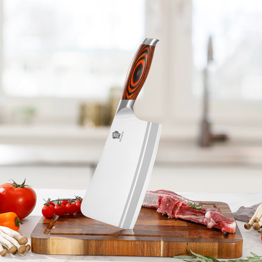 WILDMOK Knochenhackmesser aus Edelstahl in Silber, 7 Zoll Mehrzweckmesser für Küche und Fleischverarbeitung - Bild 5