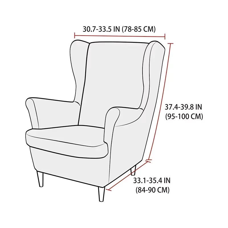 Yupartex Flügel-Stuhlbezug in Grau, elastischer und schmutzabweisender Sessel-Schonbezug für moderne Einzelsofas - Bild 2