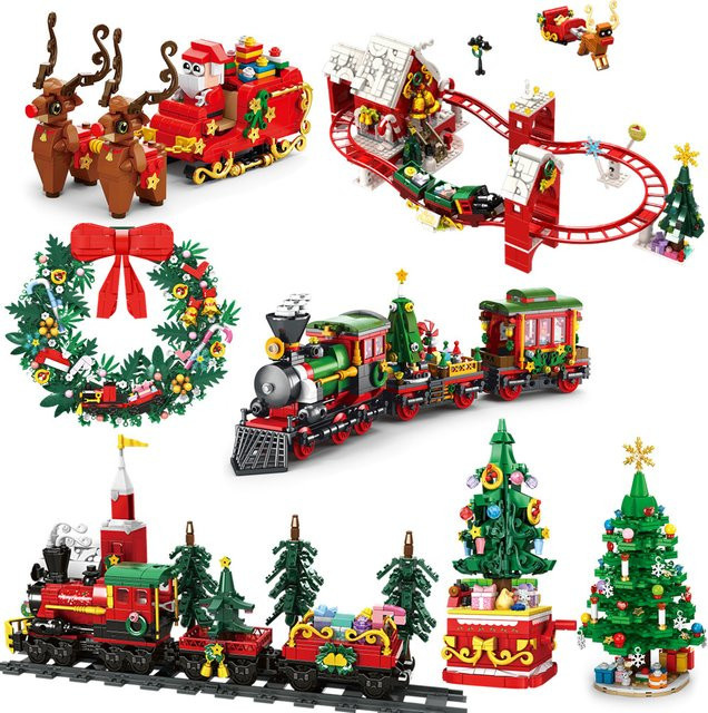 DBPALY Weihnachts-Dorf Baustein-Set mit Turm und Häusern, Mehrfarbig, Kunststoff-Spielzeug für Kinder - Bild 1