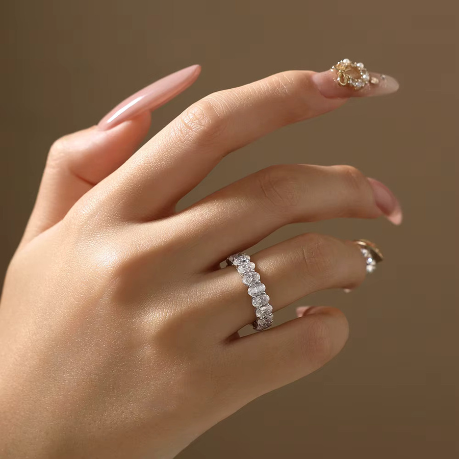 ATTAGEMS Eternity-Ringe, Moissanit, 925 Silber, Unisex - Bild 3