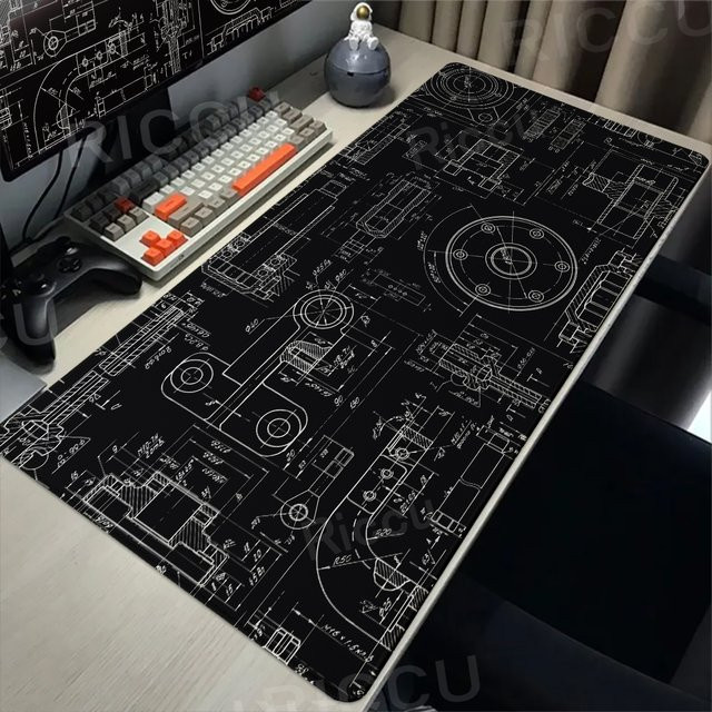 Riccu XXL Mauspad mit mechanischen Zeichnungen, rutschfeste Gaming-Tischmatte in HD-Qualität - Bild 1