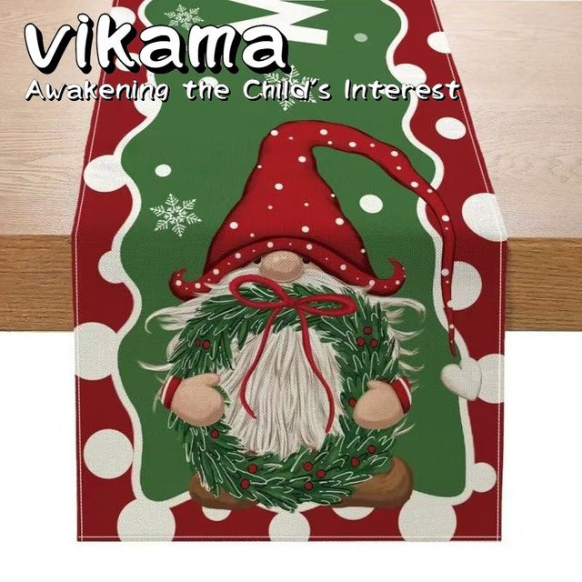 VIKAMA Weihnachts-Tischläufer mit Grafikdesign in Multicolour, ideal für deine Weihnachtsdekoration und Winterpartys, Breite: 33 cm, Länge: 90 cm - Bild 1