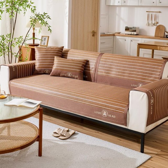 Super Six Sofakissen mit Streifen-Stickerei aus Eisseide, B/B/H: 60 x 60 x 60 cm - Bild 1