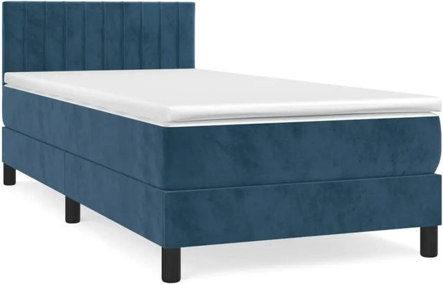 vidaXL Boxspringbett mit Matratze Dunkelblau Samt B/T/H: 90 x 200 x 88 cm - Bild 1