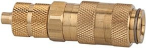 Riegler Schnellverschlusskupplung NW 2,7 aus Messing in Gold mit Schlauchanschluss 5x3 mm - Bild 1