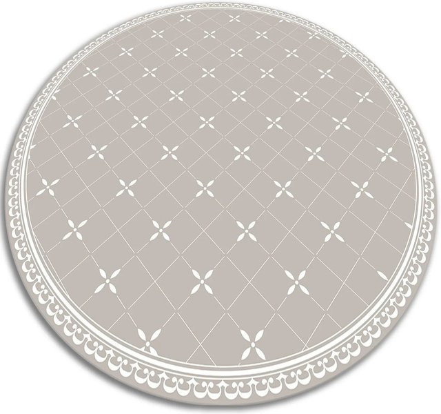 Tulup Teppich Zarte Kreuze Runder Vinyl Teppich Weiß, Durchmesser: 90 cm - Bild 1
