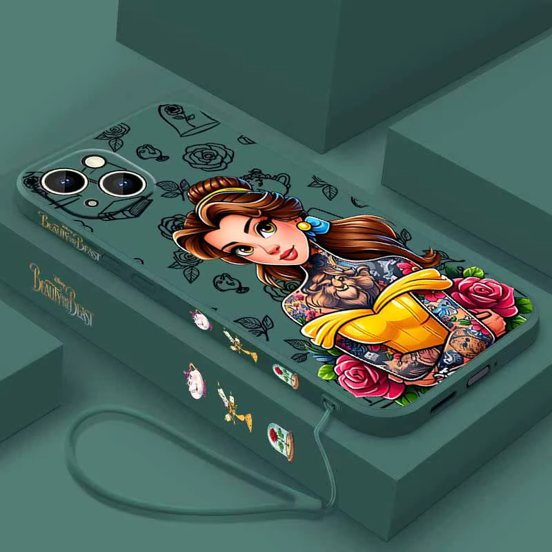 Apple iPhone Hülle Die Schöne und das Biest Belle mit Seil, weiche Flüssig-Schutzhülle, Multicolour - Bild 3