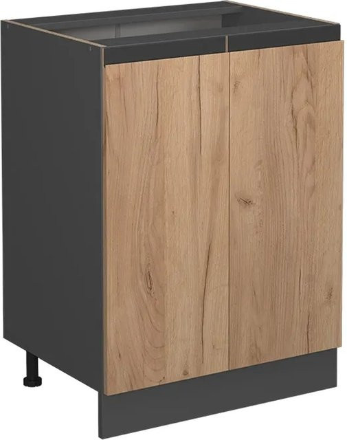 Vicco Küchenunterschrank R-Line J-Shape in Anthrazit und Eiche, Breite: 60 cm, Höhe: 81,6 cm, Tiefe: 46 cm - Bild 2