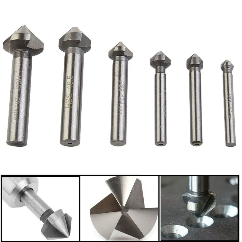 DAZZLEEX 3-Flöten-Senker Bohrer 90 Grad Anfasen Werkzeug für Holz und Metall in Silber - Bild 3