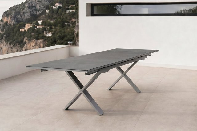 Kettler OUTFLEXX Toronto Ausziehtisch in Silber und Grau aus Aluminium und Glas, B/T: 100 x 180/280 cm - Bild 1