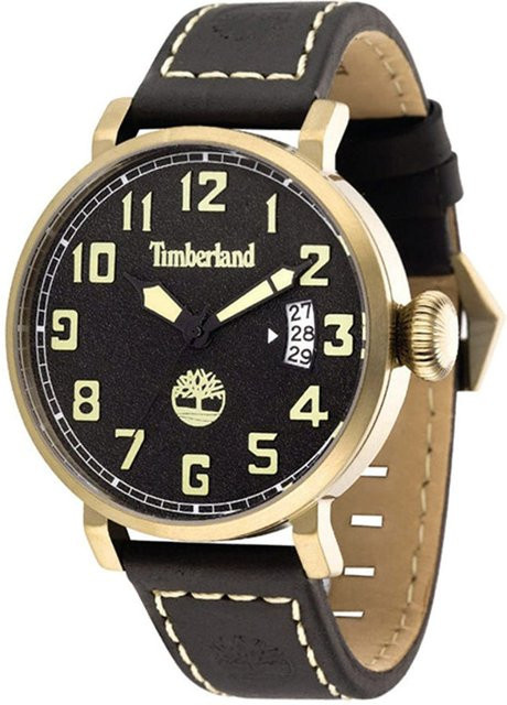 Timberland Herrenuhr, Quarz, Edelstahl, 46 mm, Leder, Schwarz - Bild 1