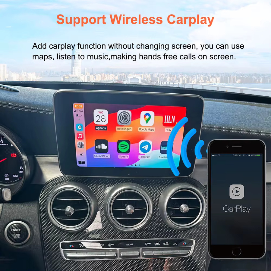 Bonroad Wireless Carplay Decoder Box für Mercedes Benz NTG5.0 C GLC CLA GLA Klasse W205 2015-2018 mit Android Auto und Mirrorlink in Schwarz - Bild 5