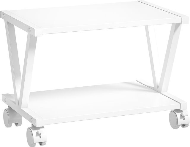 HOMCOM Druckerwagen in Weiß mit 2 Ablagen und gebremsten Rollen für Büro und Home Office - Bild 1