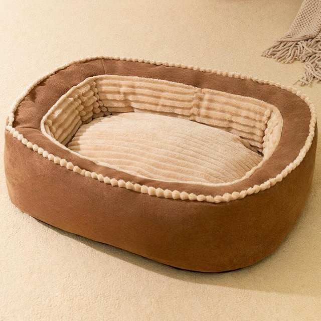 Anti-Biss Hundematratze für mittelgroße und große Hunde, abnehmbares und waschbares Hundebett für alle vier Jahreszeiten, Farbe: Grau/Braun, H x B x T: 17 x 60 x 50 cm - Bild 1
