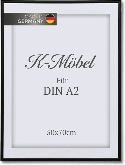 K-Möbel Aluminium Bilderrahmen DIN A2 mit Passepartout in Schwarz oder Weiß im Scandinavian Design - Bild 1
