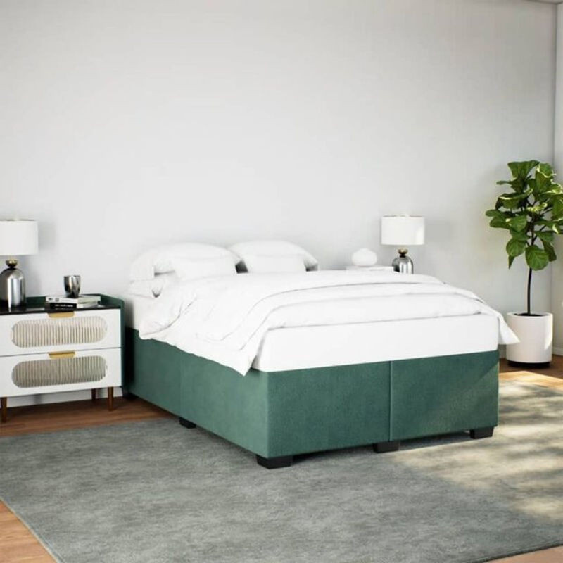 Vidaxl Polsterbett aus Samt und Holzwerkstoff in Grün, B/T/H: 160 x 200 cm - Bild 1