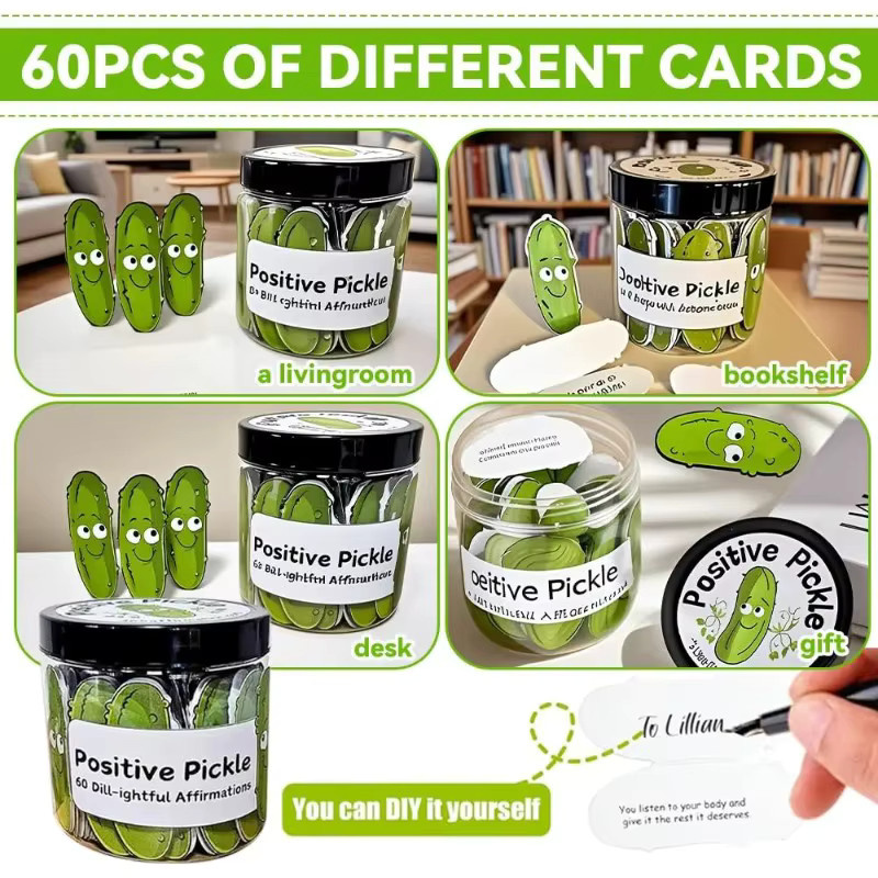 Positive Pickle Affirmationskarten mit 60 Botschaften zur emotionalen Unterstützung und Aufmunterung, Multicolor - Bild 4