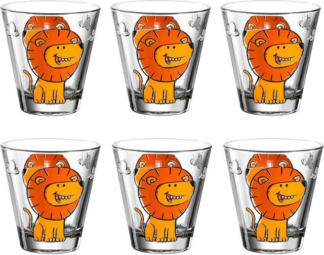 Leonardo Kinderbecher Bambini Tumbler aus Glas, Multicolor/Transparent, 6er Set, 215 ml pro Becher - Bild 1