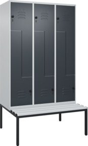 C+P Z-Spind Classic PLUS Sitzbank mit 6 Fächern und Sicherheits-Drehriegel, Kunststoff-Sitzfläche, B/T/H: 212,0 x 120,0 x 81,5 cm - Bild 1