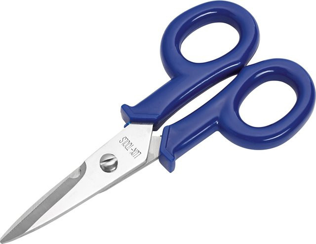 LUX-TOOLS Elektrikerschere gerade aus Edelstahl in Blau, Länge: 146 mm - Bild 1