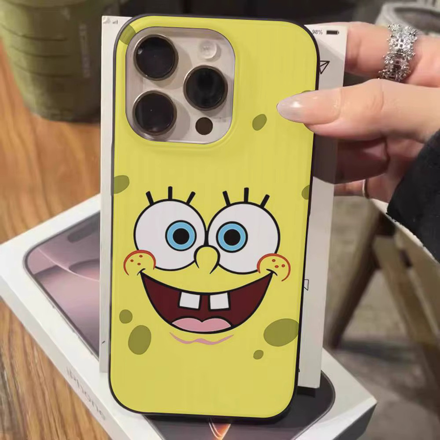 SpongeBob SquarePants Handyhülle für iPhone 11 bis 17 Pro Max Plus in Gelb mit Wellpappe Rückseite - Bild 2