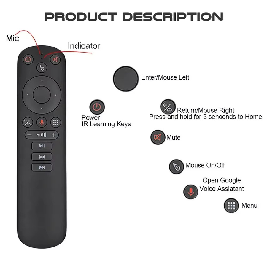 Hintergrundbeleuchtete 2,4G Wireless Air Mouse mit Bluetooth für X96 H96 und G20S PRO G10S PRO in Schwarz - Bild 3