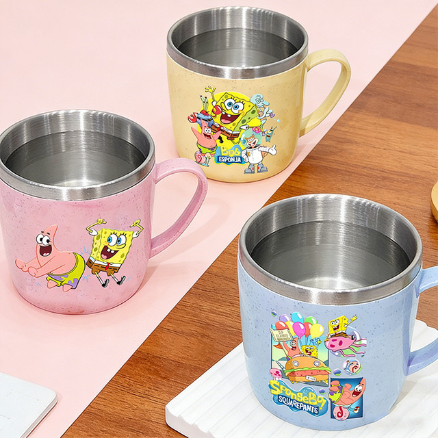 SpongeBob Schwammkopf Doppelwandiger Edelstahlbecher mit Kunststoffgriff in Multicolour von Potdemiel - Bild 1
