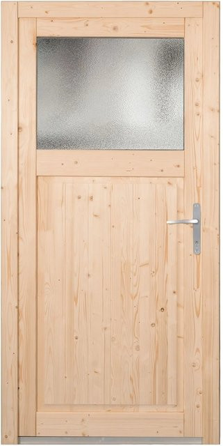 Panto Holz-Nebeneingangstür NET 504 Natur Braun mit Glaseinsatz B: 88 cm, H: 198 cm, DIN Rechts - Bild 1
