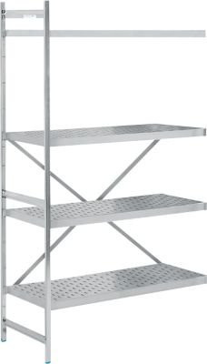Köhler Regalsystem aus Edelstahl in Silber mit gelochtem Boden, H 200 cm x B 117,5 cm x T 60 cm - Bild 1