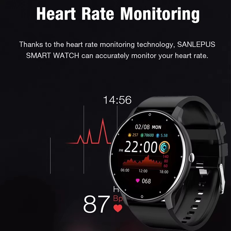 LIGE Smartwatch mit Herzfrequenzmonitor und Wasserdichtigkeit für Damen und Herren in Schwarz oder Blau, kompatibel mit Android und iOS - Bild 2