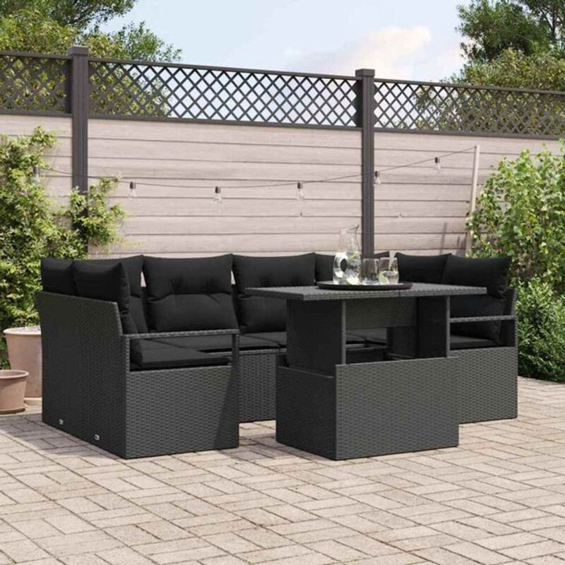 Vidaxl Garten-Sofa-Set aus Poly-Rattan mit Speicherfunktion in Schwarz - Bild 1