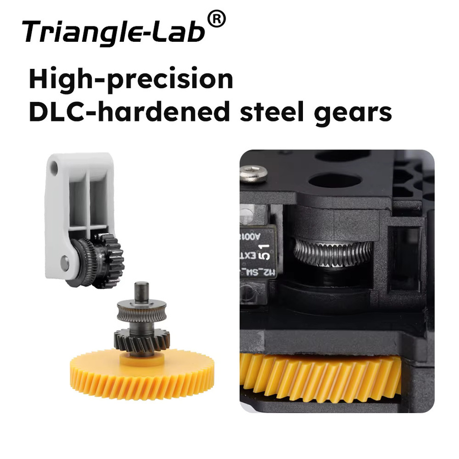 Trianglelab Extruder mit Filamentsensor für Bambu Lab P1S und P1P, gehärtete Stahl-Doppelzahnräder, schwarz - Bild 4