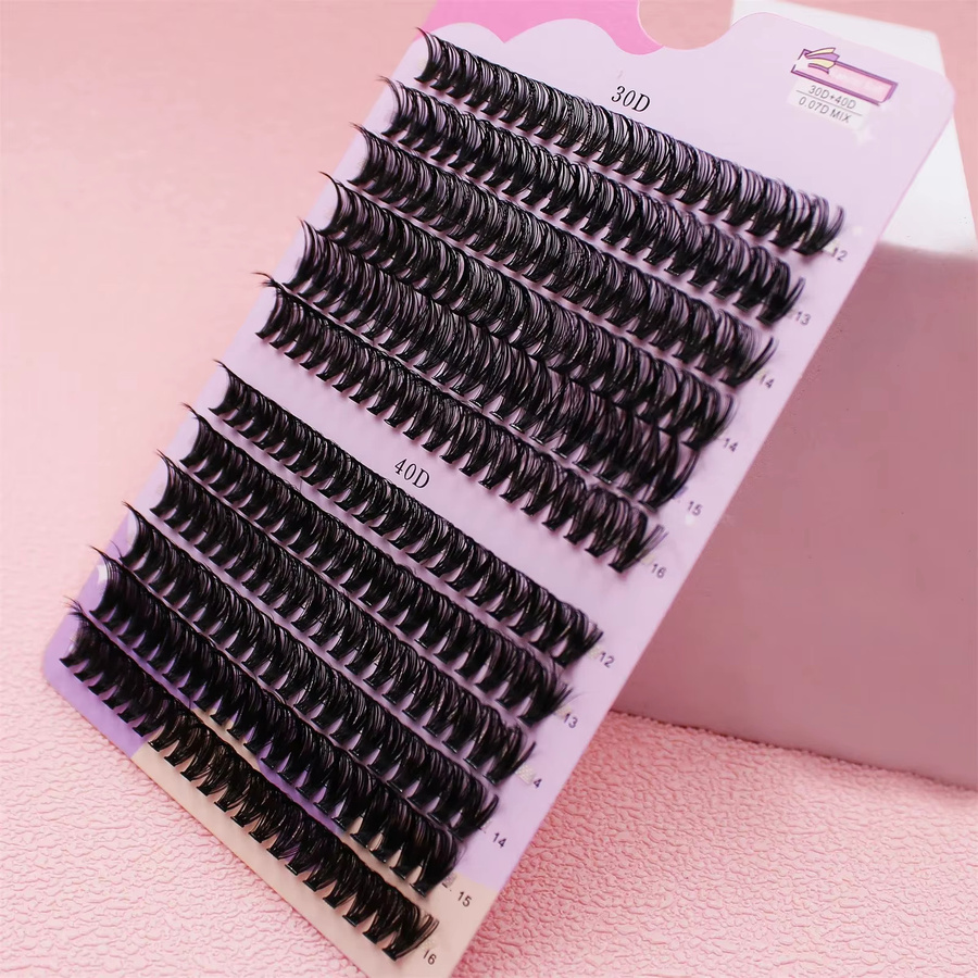 JIEFUXIN Mix Cluster Wimpern, 12-16mm, 3D Russische Streifen-Wimpernverlängerungen, Natürlich - Bild 2