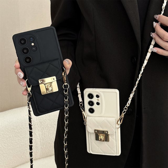 Samsung Crossbody Handyhülle mit Brieftasche und Kartenhalter für Galaxy S25 S24 S23 S22 S21 FE S26 Ultra A16 A17 A07 A56 A36 in Weiß - Bild 1