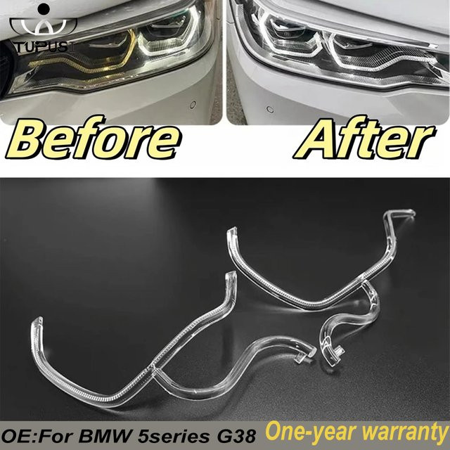 TUPUSI LED DRL Tagfahrlichtleiter Ersatzscheinwerfer Angel Eyes für BMW 5er G30 G38 LCI 2018–2020, 2 Stück, transparent - Bild 1
