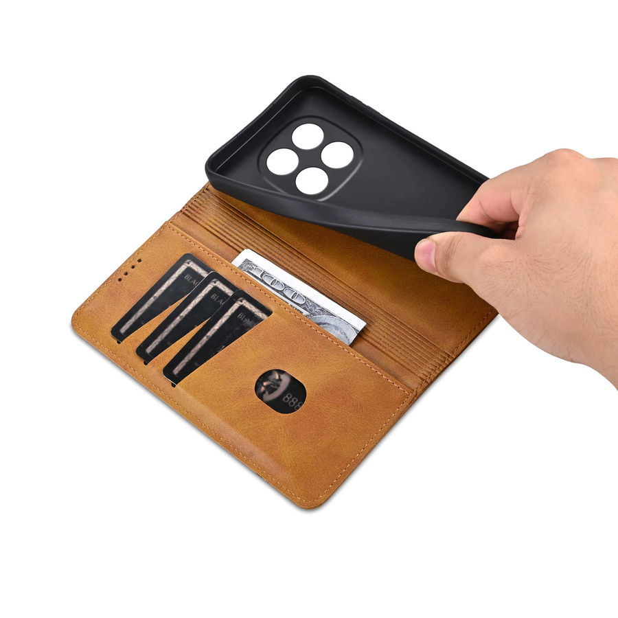 Luxuriöse magnetische Leder-Handyhülle für Xiaomi Redmi Note 15 14 13 12 Pro Plus 15C 14C 13C 12C mit Kartenfächern und Brieftaschenfunktion als Buchcover in Grün oder Braun - Bild 3