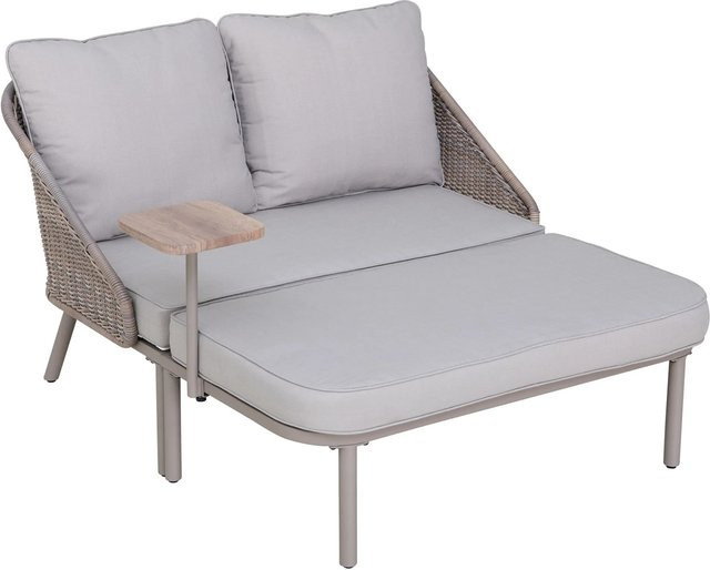 Sunjoy Garten-Tagesbett Porto aus Stahl und Rattan in Grau, B/T: 142 x 128 cm - Bild 1