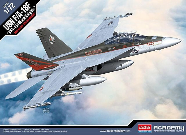 Academy Plastic Model USN F/A-18F VFA-154 Black Knights, Fahrzeug, Kunststoff, Grau - Bild 1