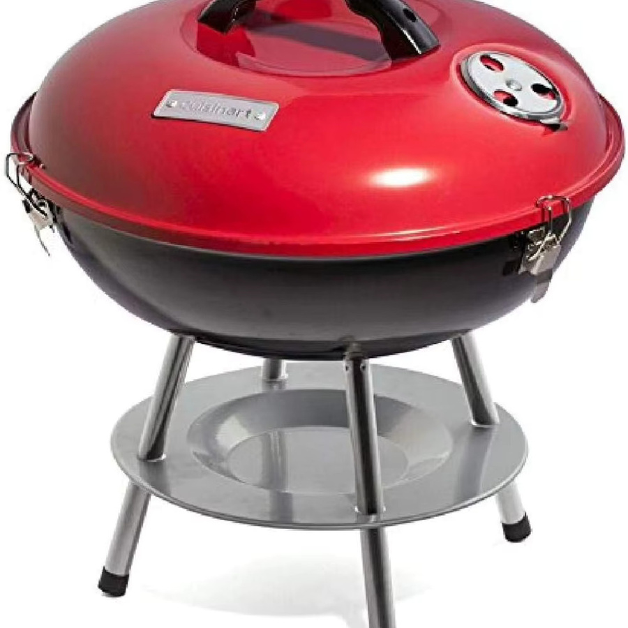 Tragbarer Holzkohle-Kesselgrill in Chrom für Camping und Outdoor, B/T/H: 38,1 x 35,56 x 0 cm - Bild 2
