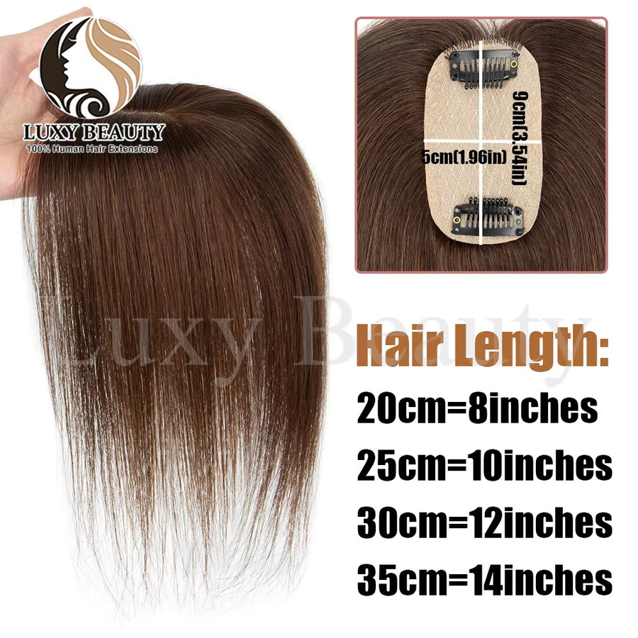 luxy beauty Clip-in-Echthaar-Toupets für Damen, kurz, 5 cm x 9 cm - Bild 4