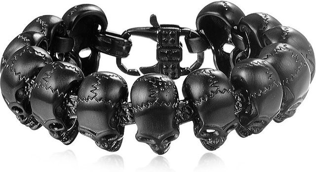 Wucifang Jewelry Armband, Titanstahl, 12 Totenköpfe, Schwarz, Herren, 21,5 cm - Bild 1